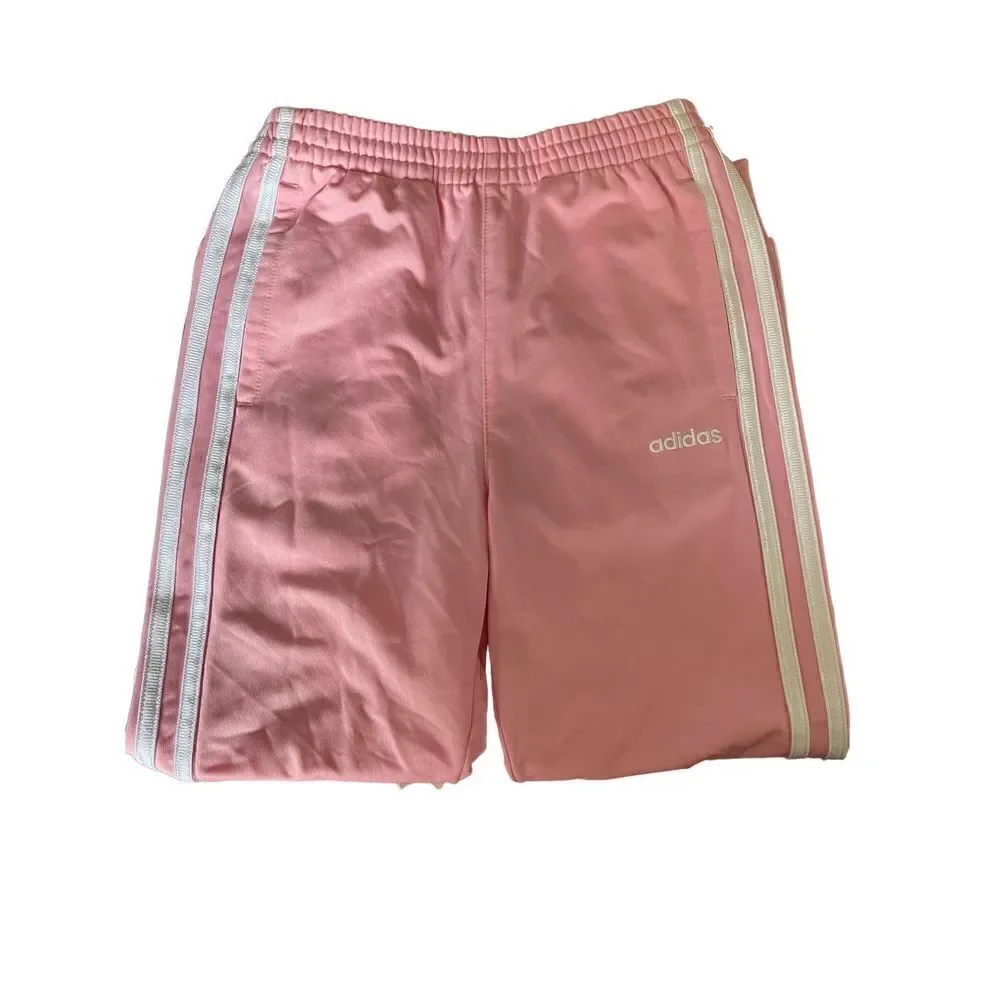 Adidas girls, youth pink white stripe jogger pants 6X